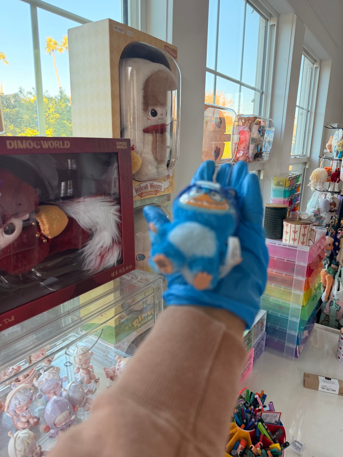 Hand Painted La charm bubu Bluey Plush Keychain