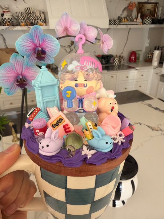 Study Jelly Dream Decoden Mug – Handcrafted Cute School Vibes Cup