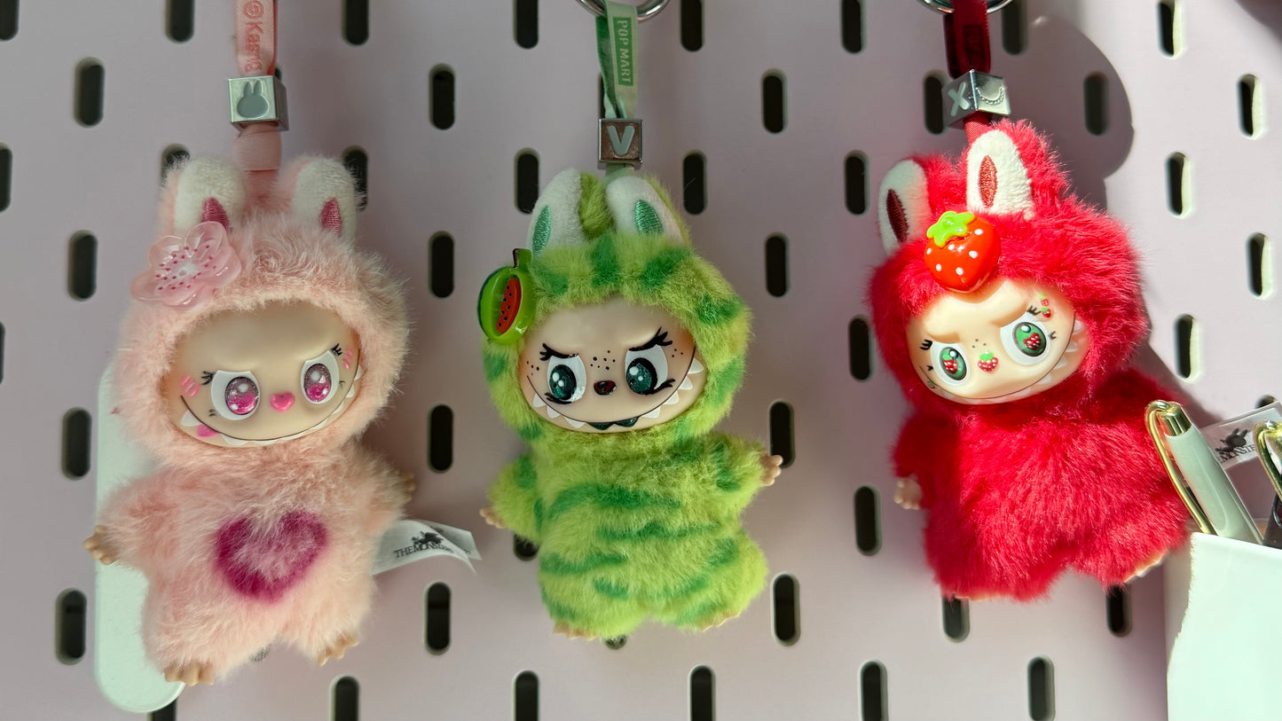 Hand Painted La charm bubu Strawberry Plush Keychain