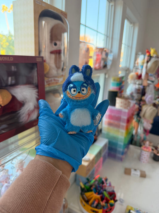 Hand Painted La charm bubu Bluey Plush Keychain