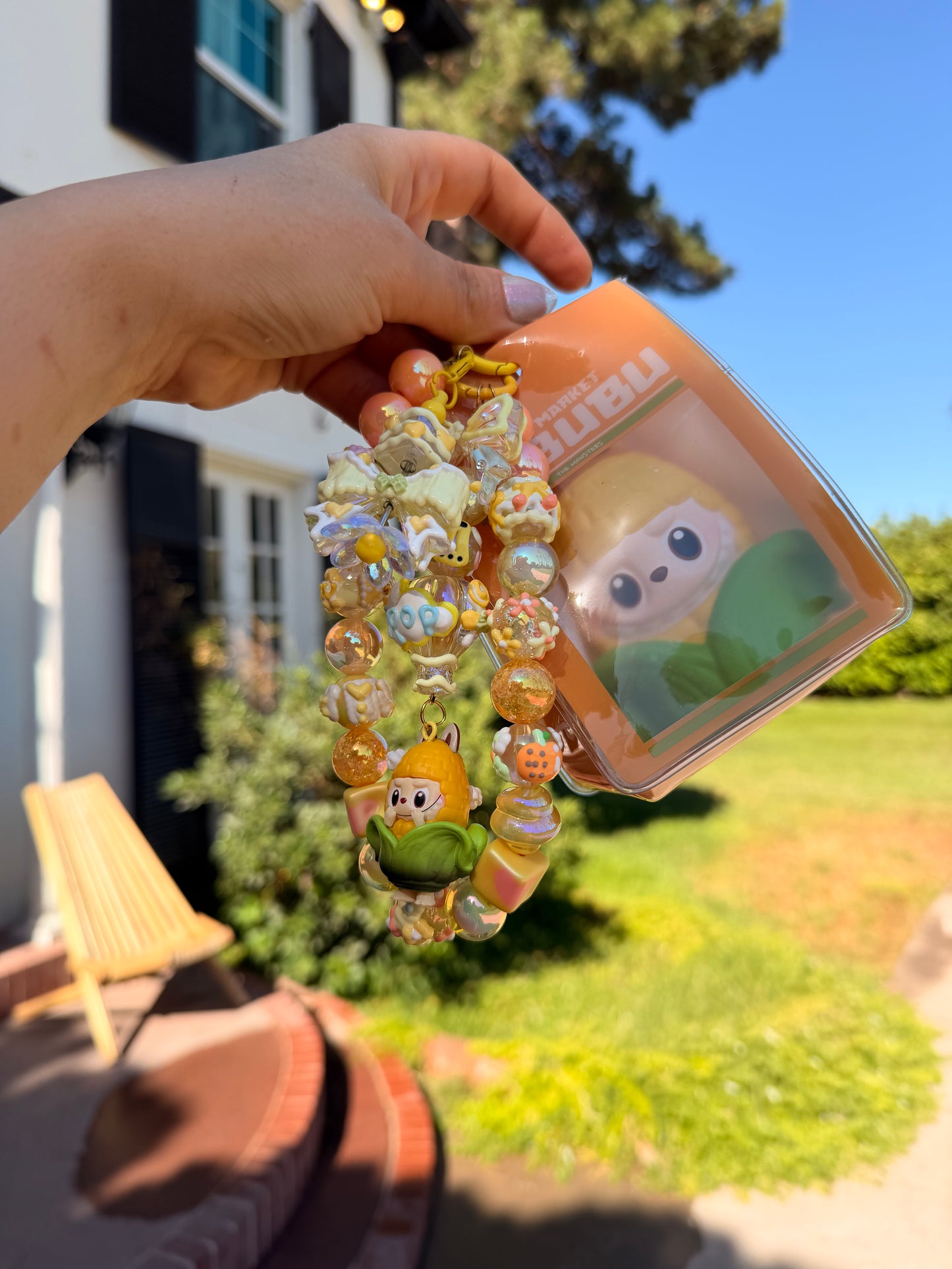 🌽✨ Veggie Phone Clip & Beaded Chain – Handmade Charm Accessory ✨