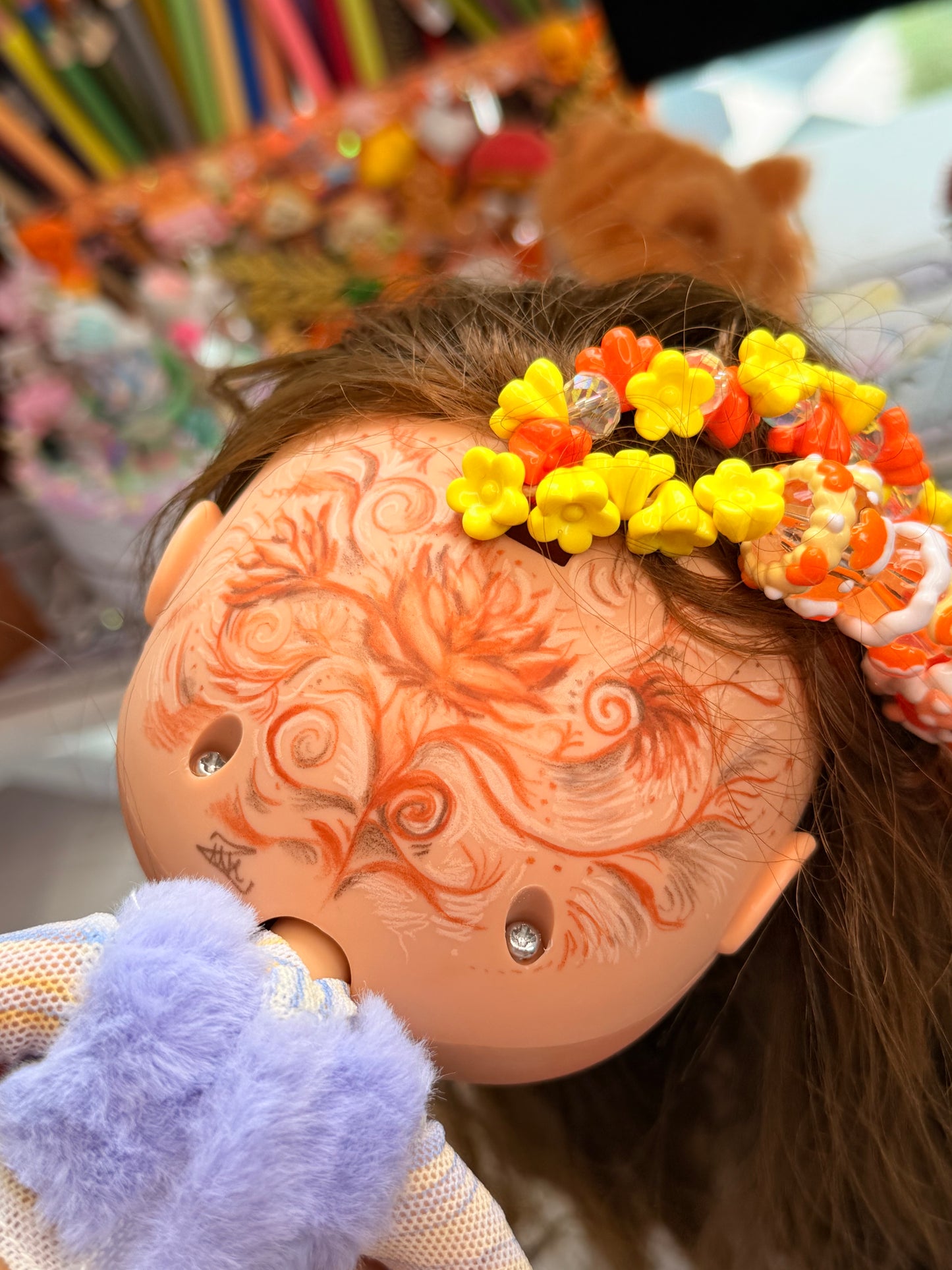 OOAK “Golden Bloom” Custom Blythe Doll – Hand Carved & Hand Painted