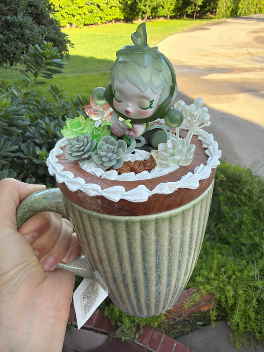 Succulent Garden Dream Decoden Mug – Handcrafted Nature Fantasy Cup