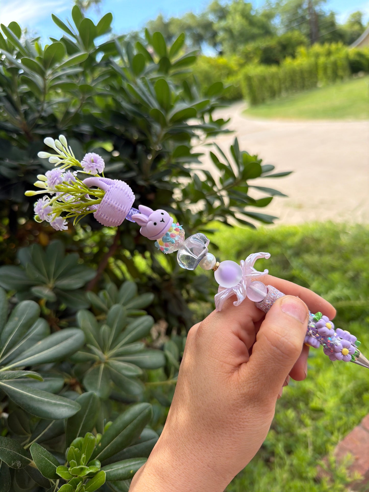 Hand Crafted Beaded Bunny Pen