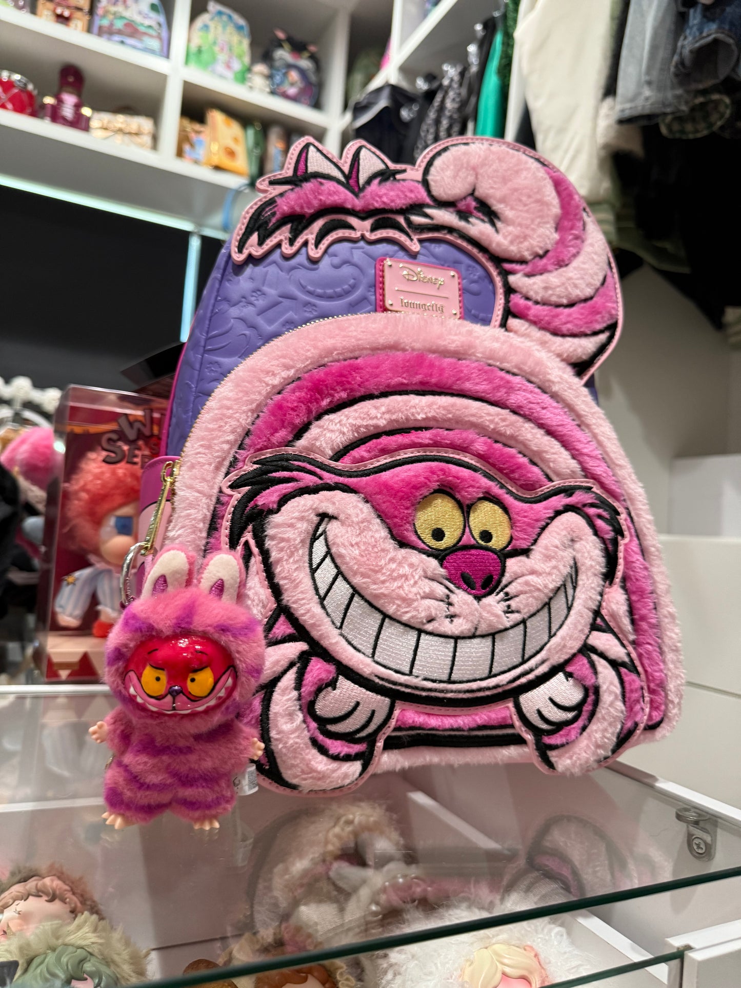 Hand Painted La charm bubu chashire cat Plush Keychain