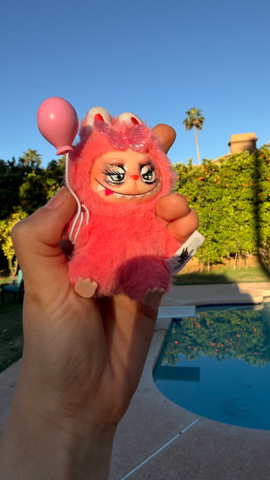 Pink Furry Toy with Balloon