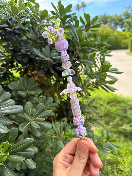 Hand Crafted Beaded Bunny Pen