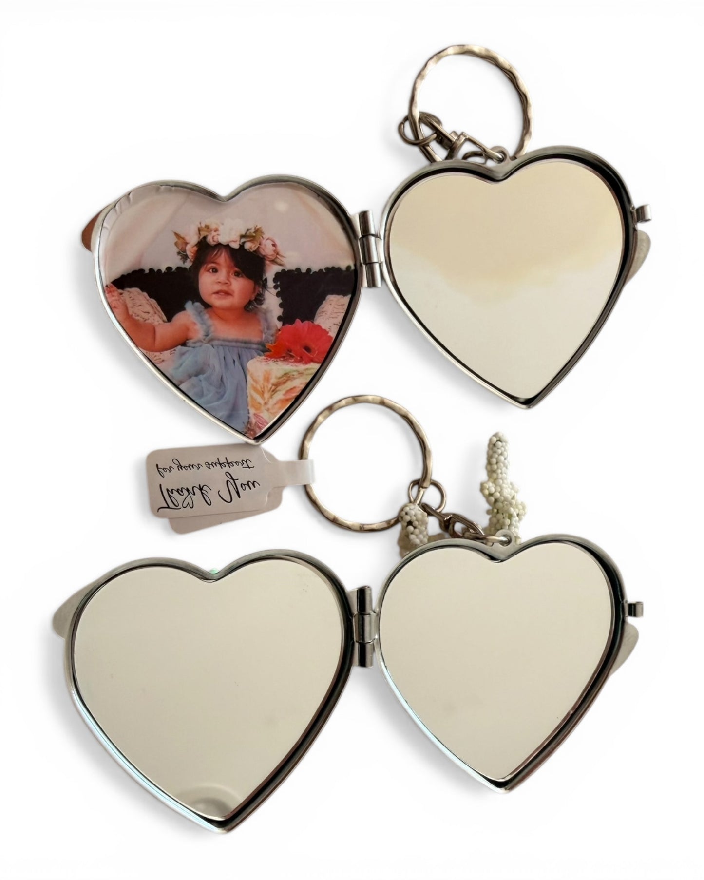 Handmade Decoden Locket Keychain – Custom Keepsake Edition Heart White frame