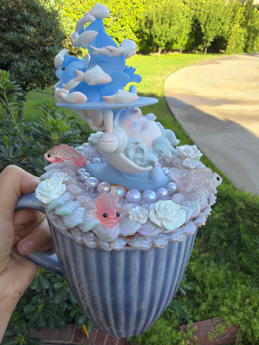 Pastel Sky Dream Decoden Mug – Handcrafted Fantasy Cloud Cu