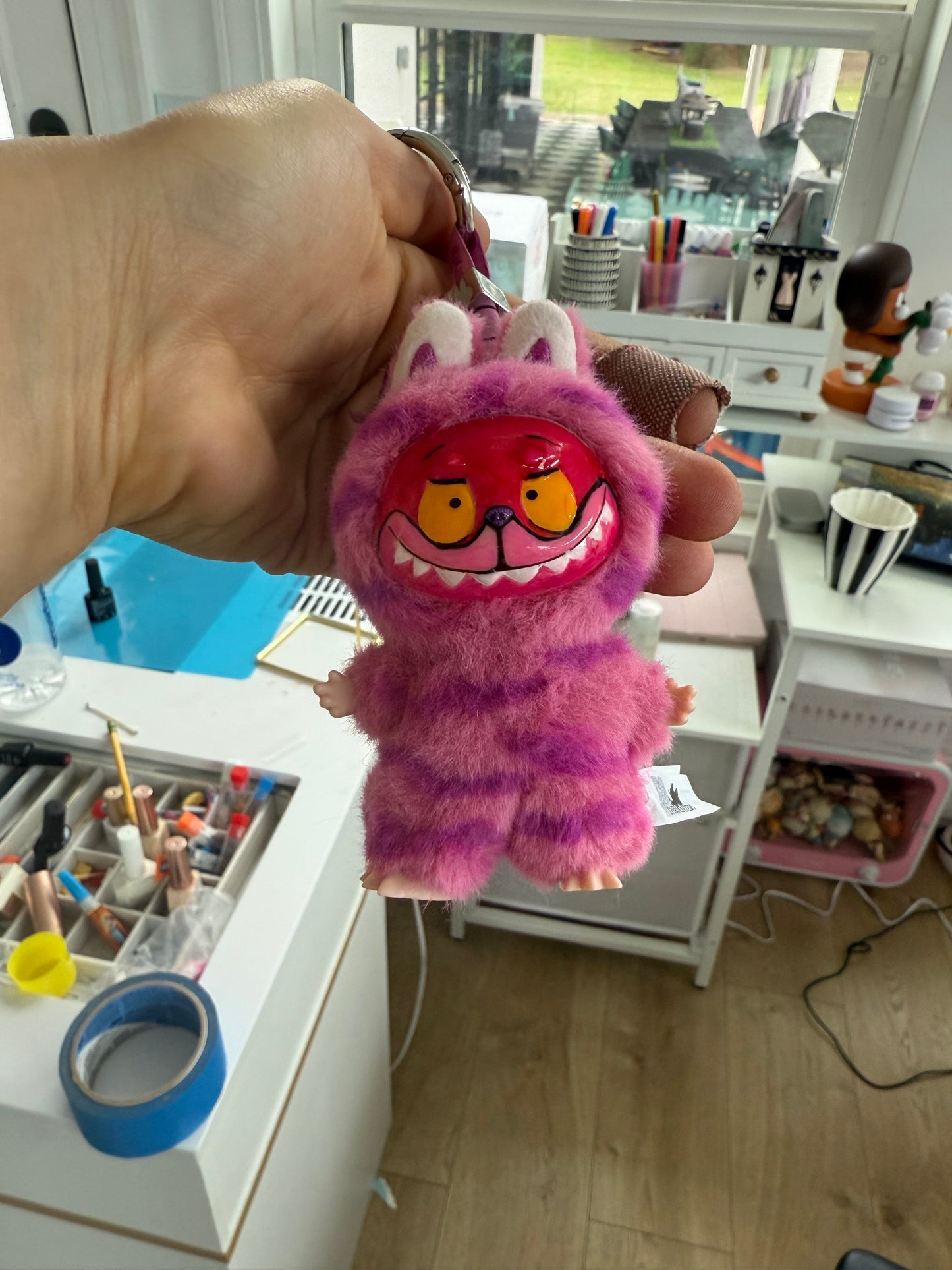 Hand Painted La charm bubu chashire cat Plush Keychain