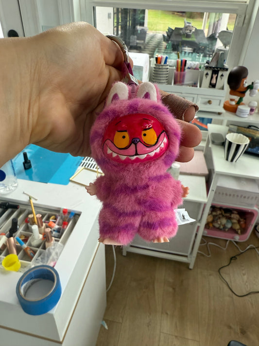 Hand Painted La charm bubu chashire cat Plush Keychain