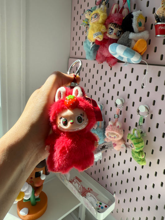 Hand Painted La charm bubu Strawberry Plush Keychain