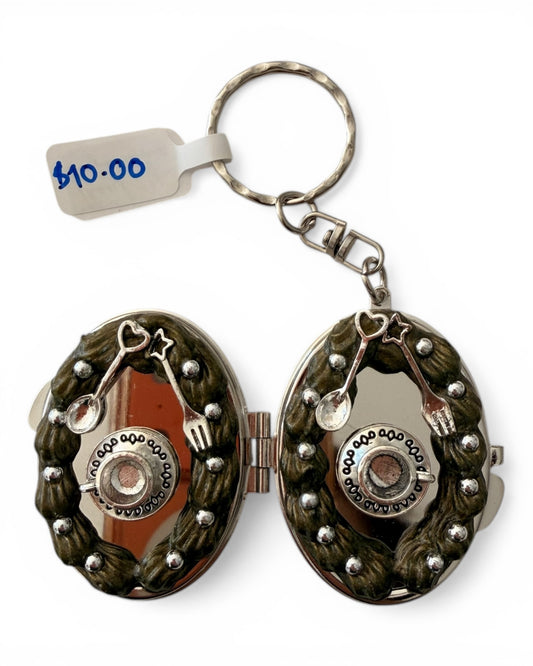 Handmade Decoden Locket Keychain – Custom Keepsake Edition Oval Tea Cup