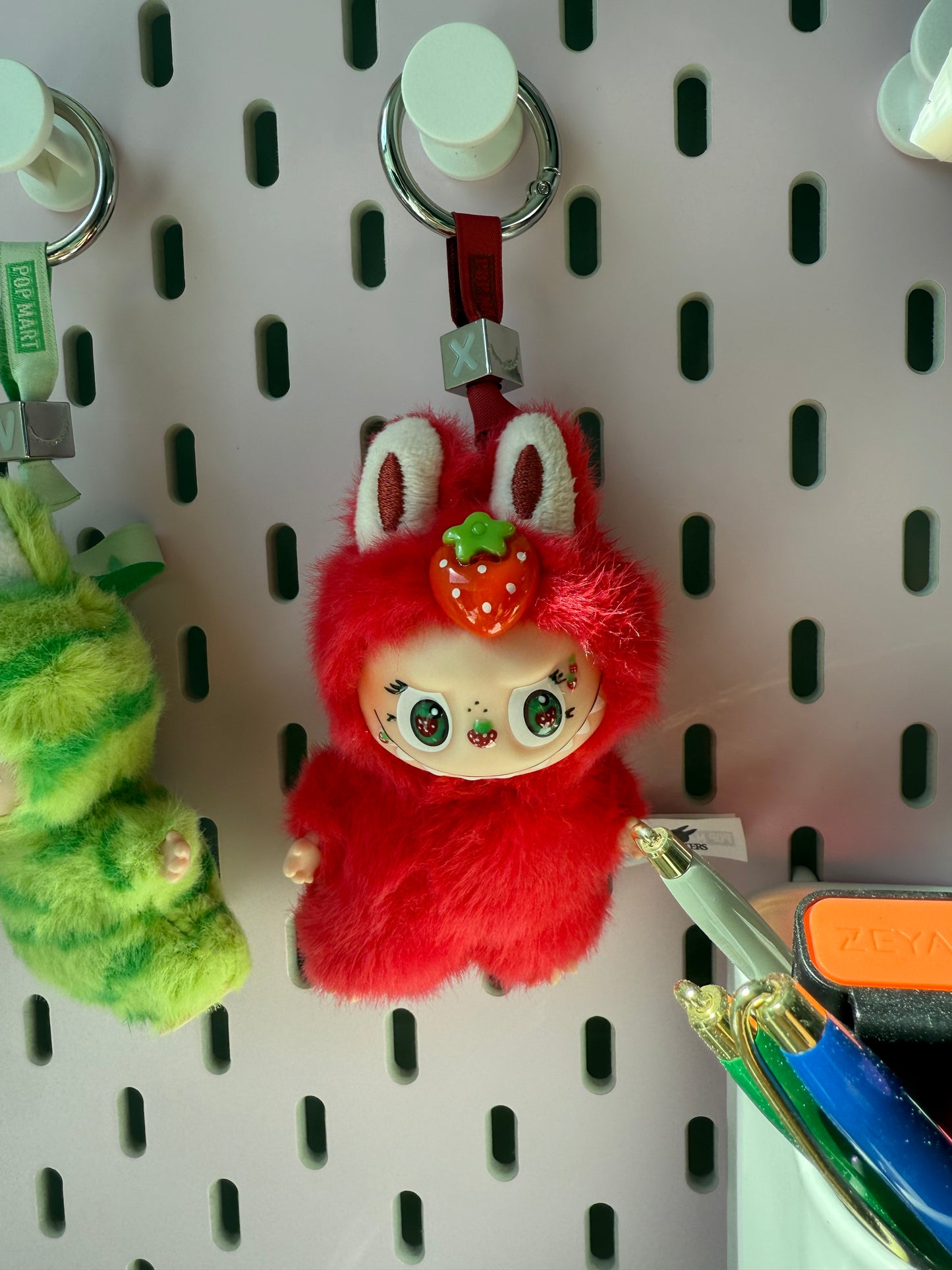 Hand Painted La charm bubu Strawberry Plush Keychain