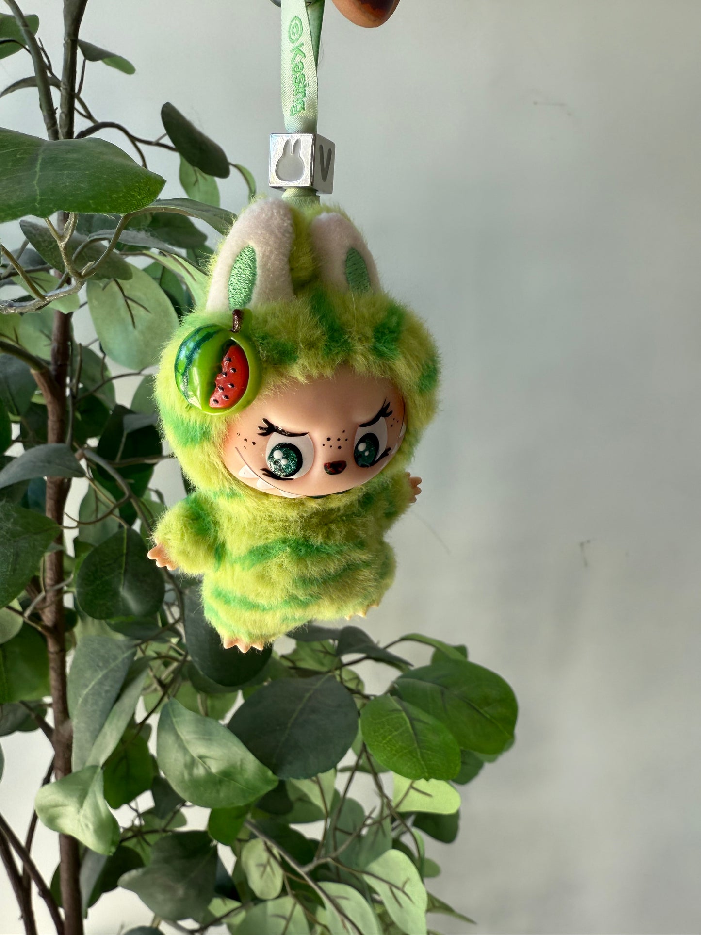 Hand Painted La charm bubu Watermelon Plush Keychain