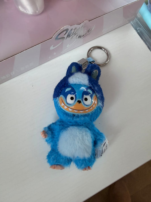 Hand Painted La charm bubu Bluey Plush Keychain