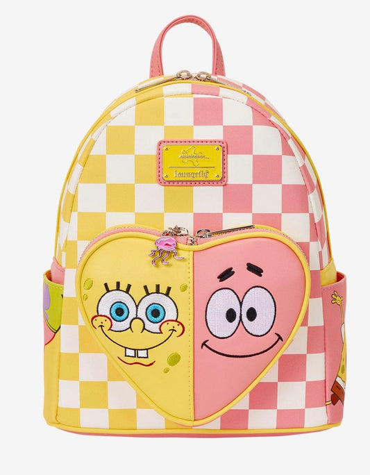 SpongeBob & Patrick Heart Pocket Mini Backpack – Checkerboard Loungefly Backpack