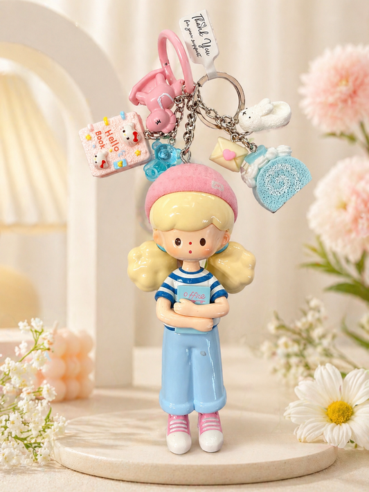 Doll Charm Keychain – Kawaii Mini Figure Bag Accessory