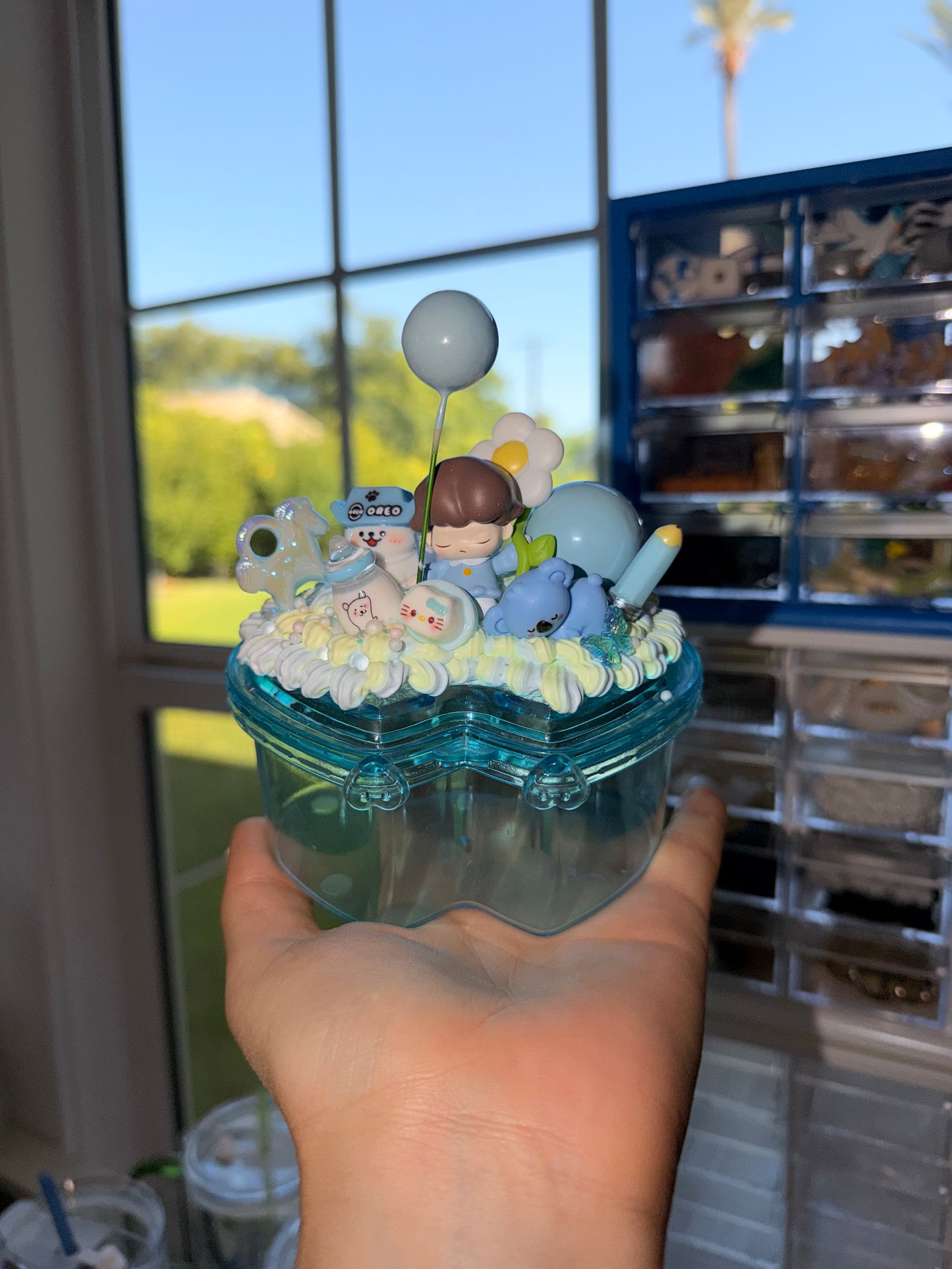 Double Heart Decoden Container – Handmade Collectible