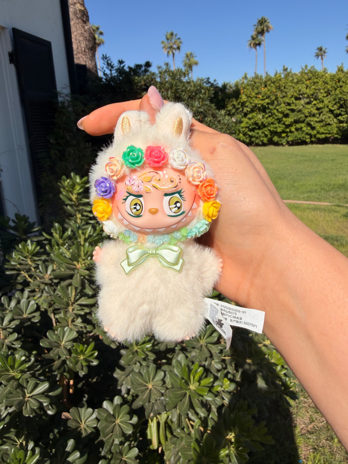 Hand Painted  Roses Plush Keychain