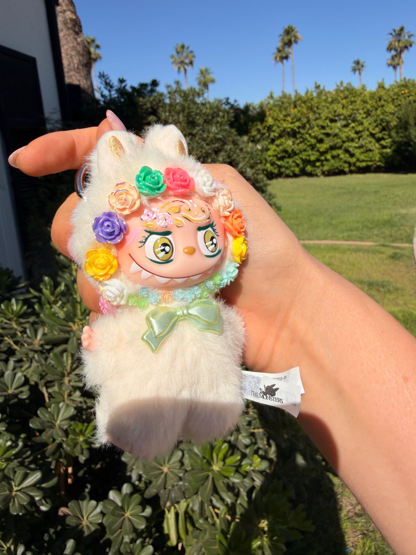 Hand Painted  Roses Plush Keychain