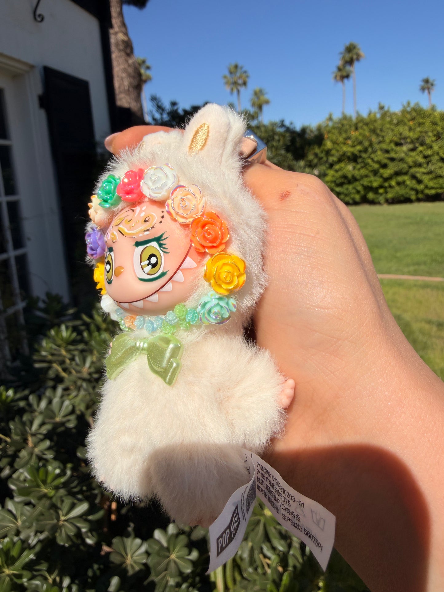 Hand Painted  Roses Plush Keychain