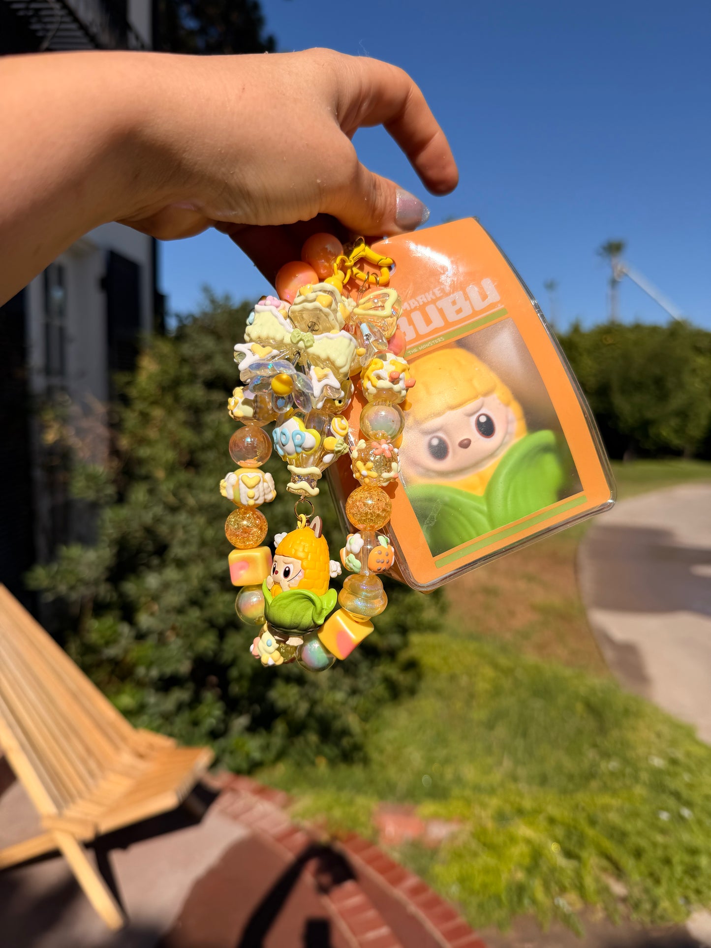 🌽✨ Veggie Phone Clip & Beaded Chain – Handmade Charm Accessory ✨