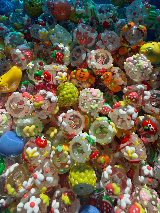 13 Hand-Painted Artisan Beads