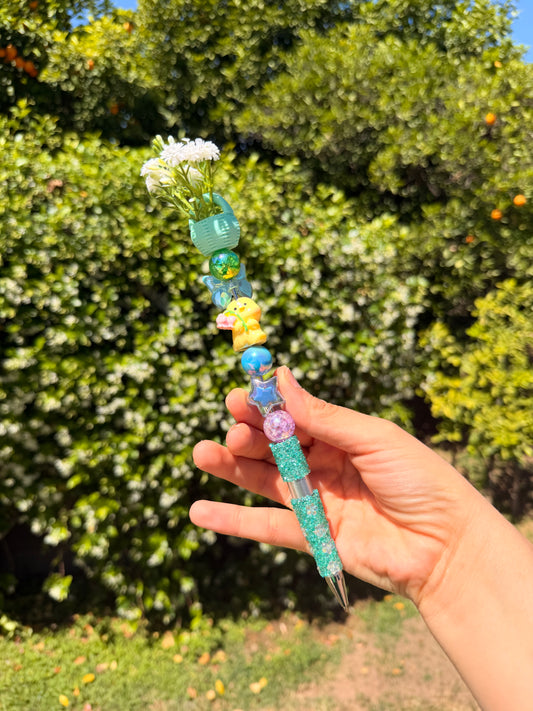 Beaded flower Basket Pen