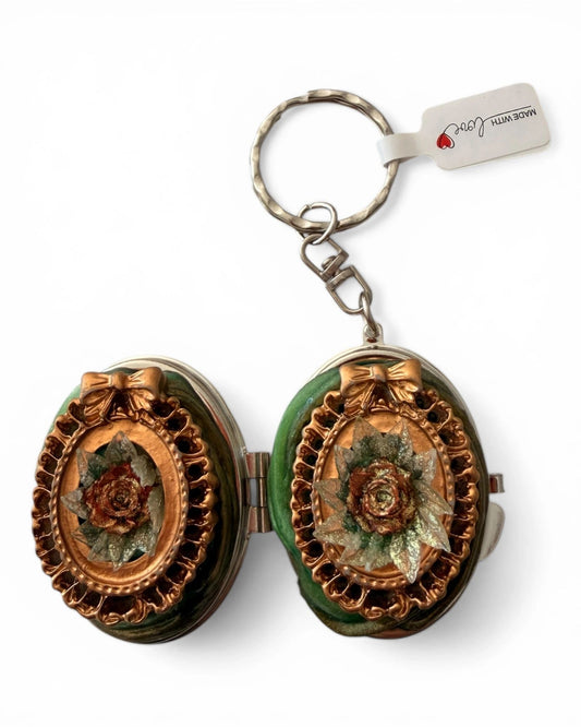 Handmade Decoden Locket Keychain – Custom Keepsake Edition Oval Gold Frame