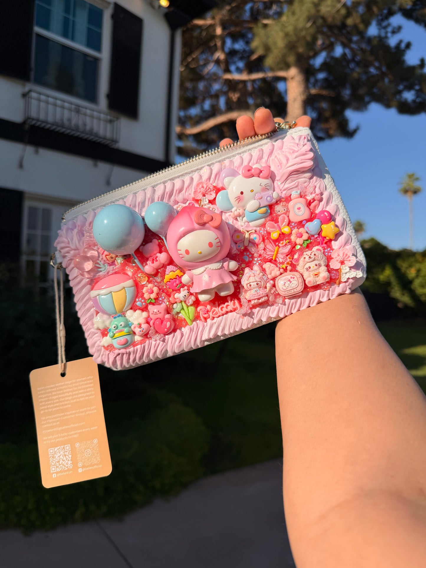 Vegan Leather Decoden HK Pouch Wristlet – Handmade Collectible