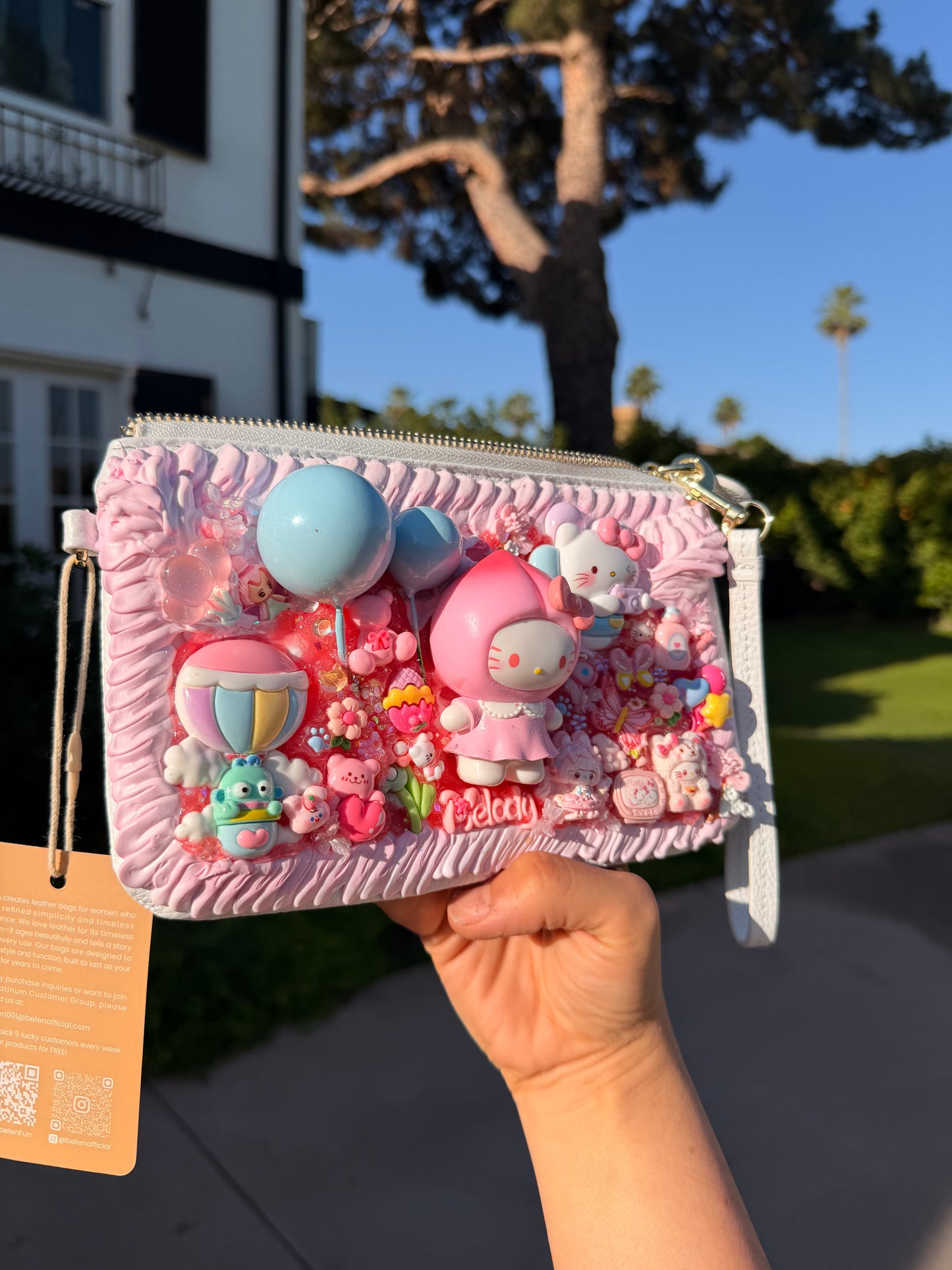 Vegan Leather Decoden HK Pouch Wristlet – Handmade Collectible